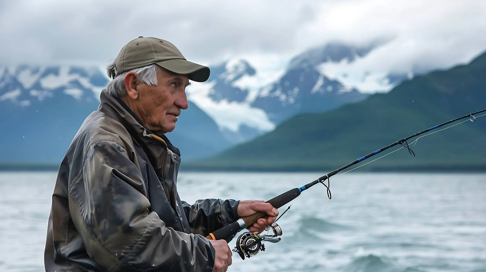 Seasoned angler catching fish off Seward, Alaska — free download from Dotvec