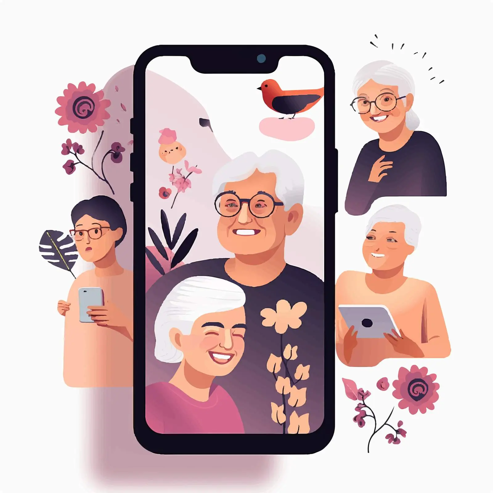 Elderly Women Enjoying Online Video Call – free sharing moments image from Dotvec