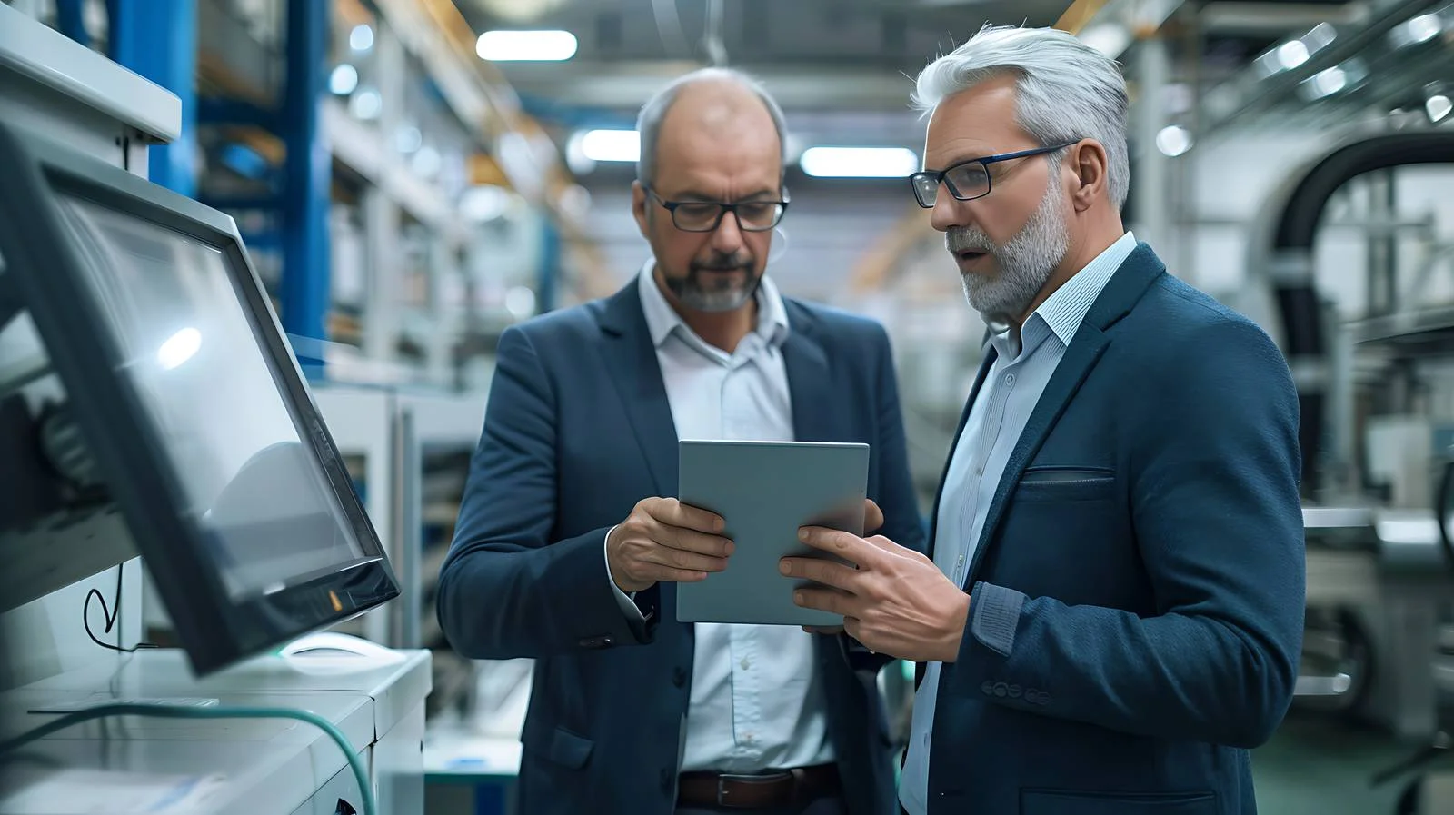 Senior Manager Discussing Digital Tablet — free download from Dotvec