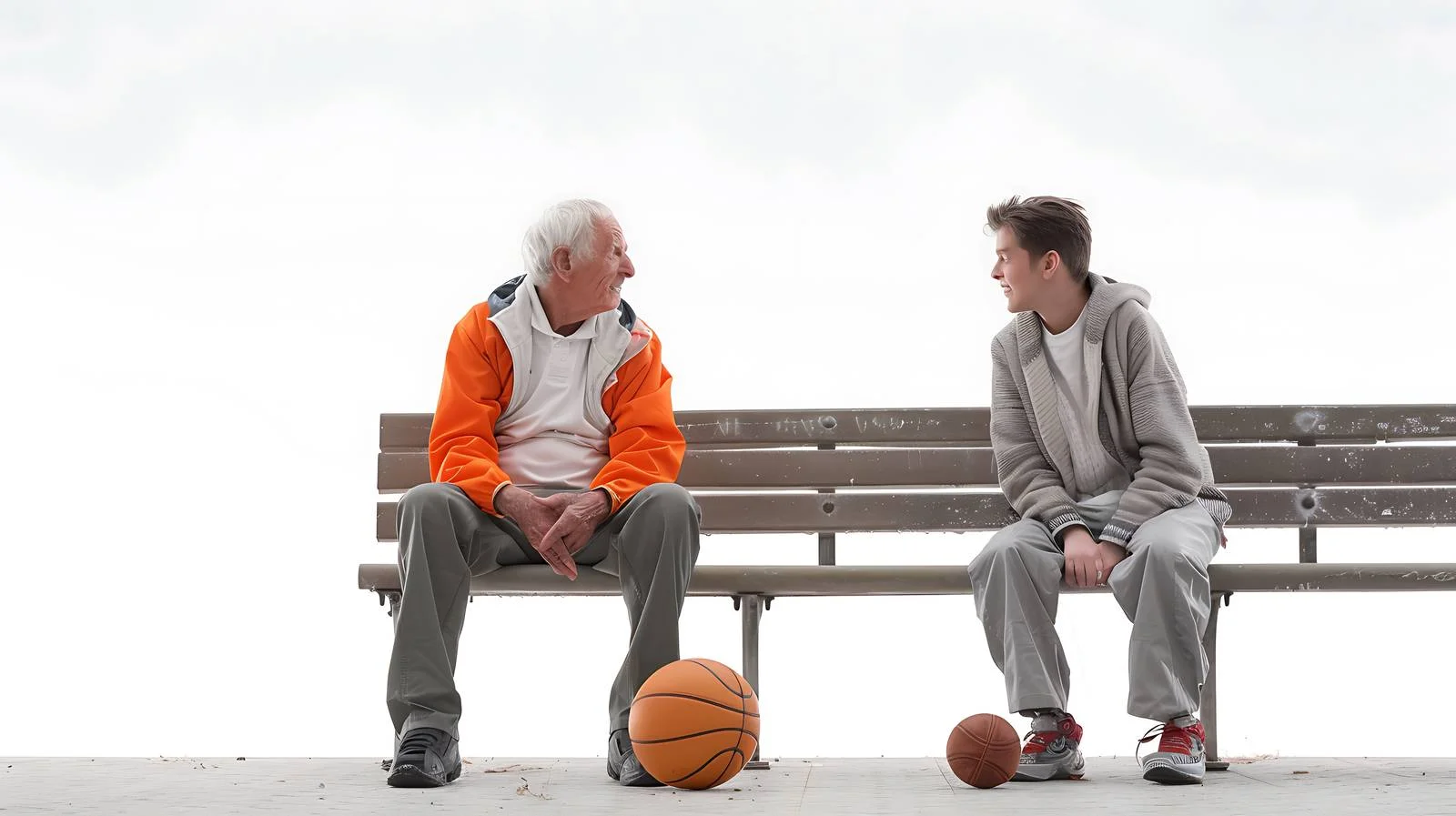 Senior Man & Adult Grandson Basketball Interaction — free download from Dotvec