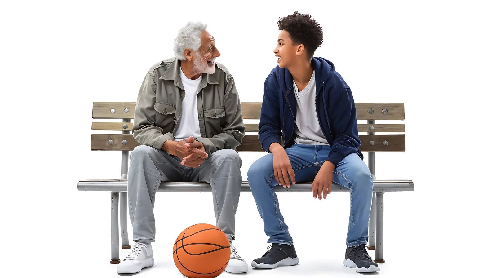 Senior Man & Adult Grandson Basketball Discussion — free download from Dotvec