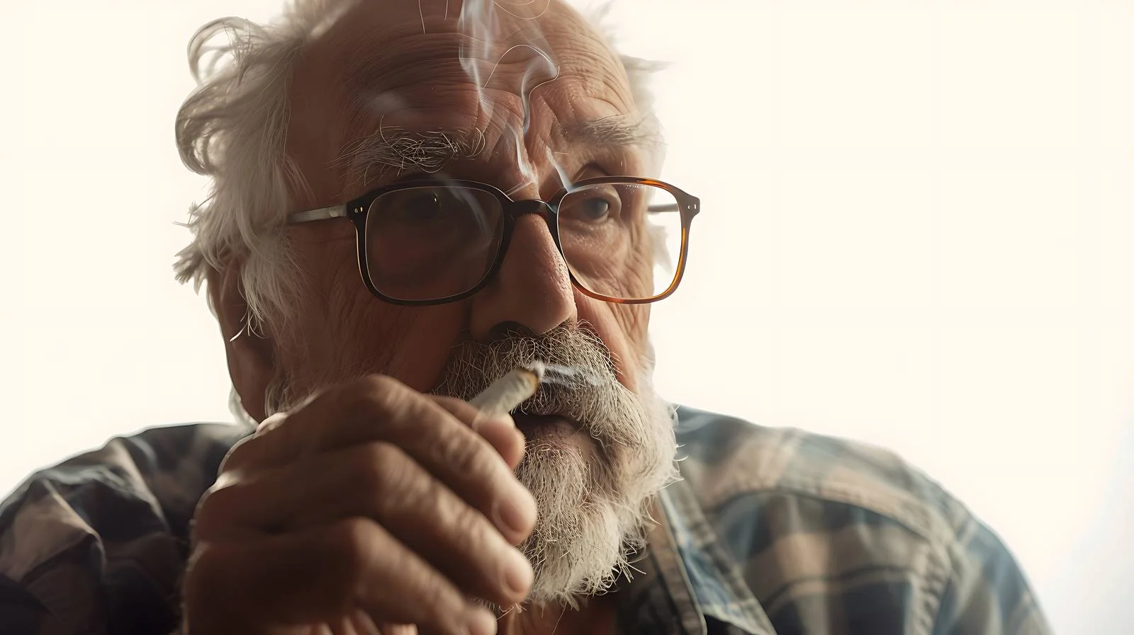 Senior Man Smoking Marijuana at Home — free download from Dotvec