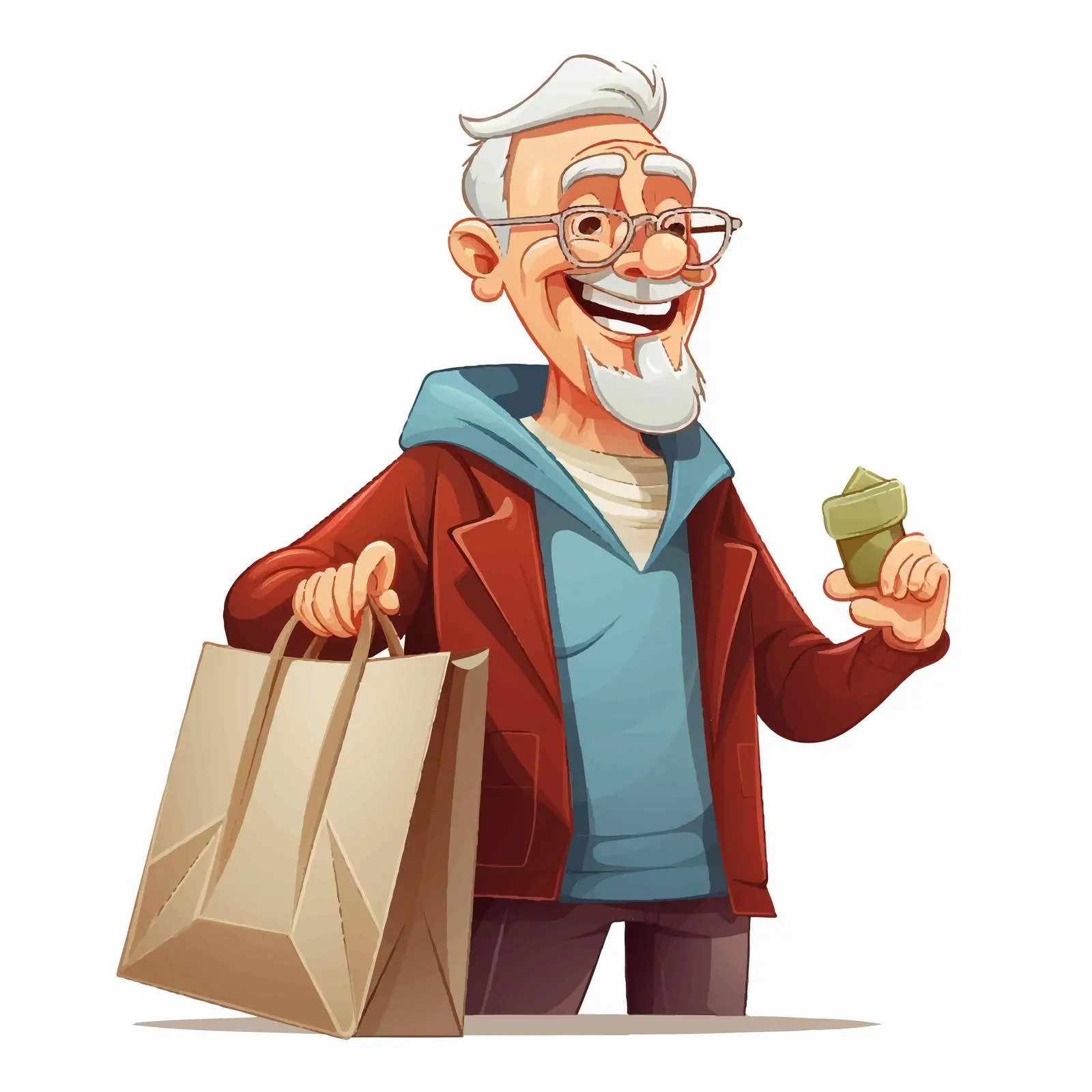Senior Man Shopping Bag Vector Illustration – free everyday activities image from Dotvec