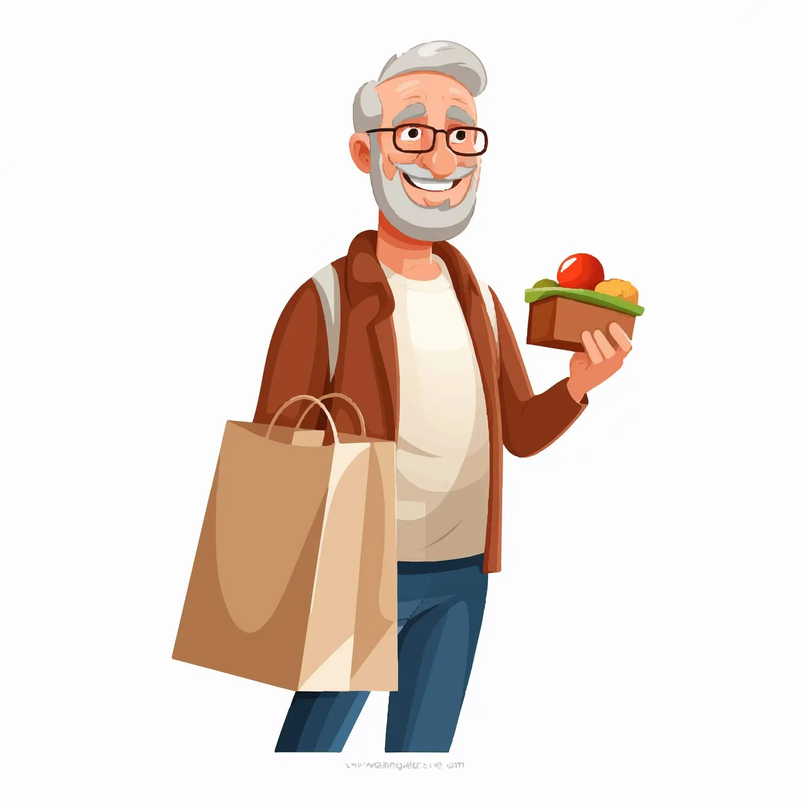 Senior Man Shopping Vector Illustration — free download from Dotvec