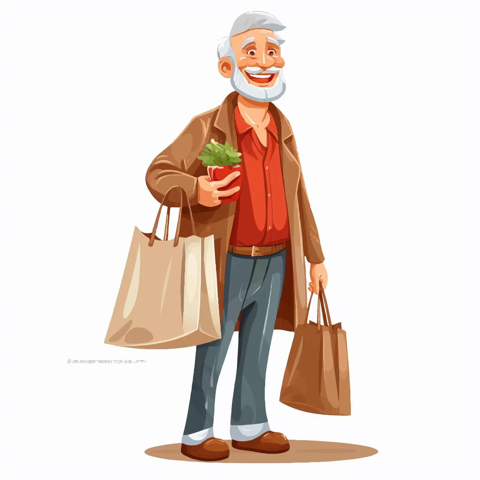 Senior Man Shopping Bag Illustration Vector — free download from Dotvec