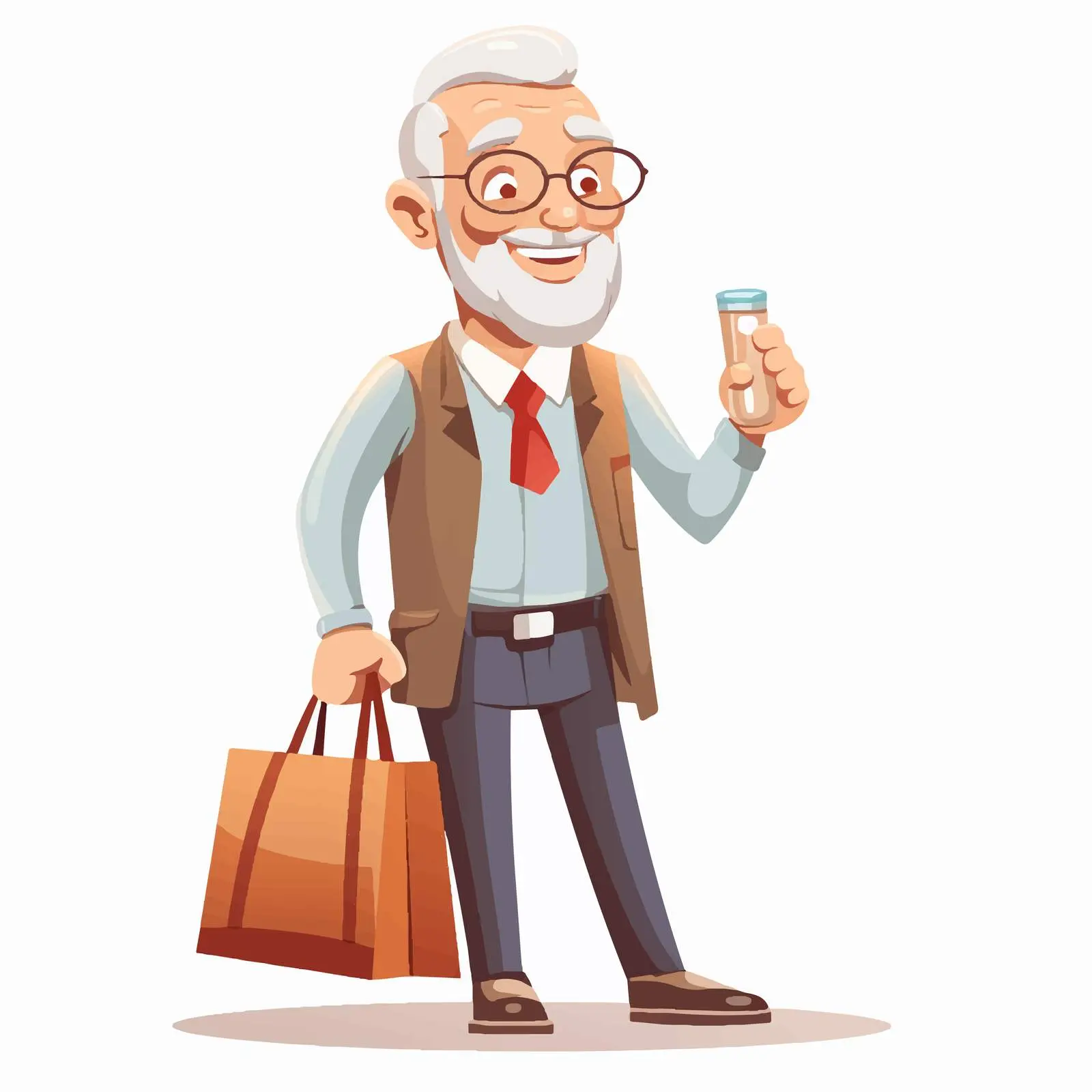 Senior Man Shopping Bag Vector Illustration — free download from Dotvec