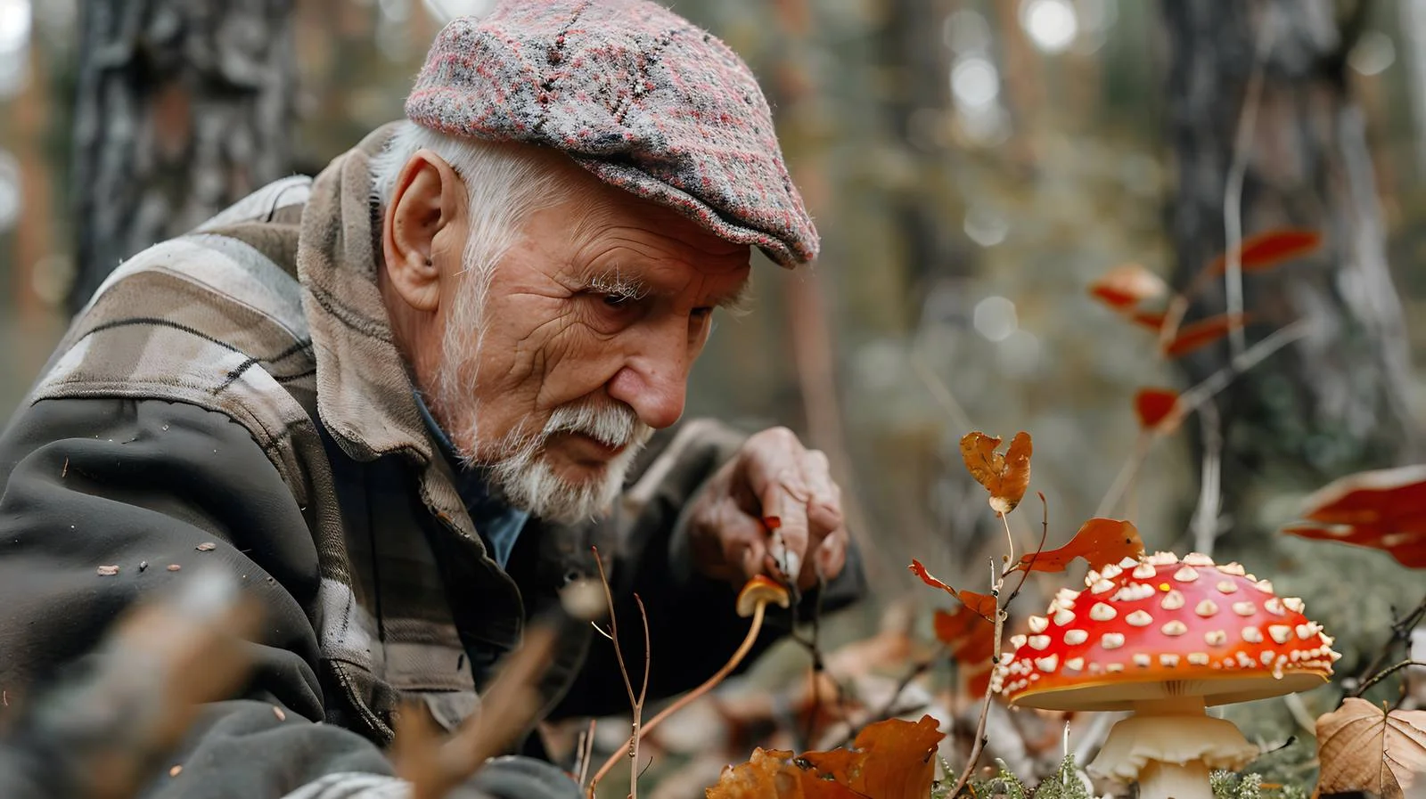 Forest Mushroom Foraging Senior Man — free download from Dotvec
