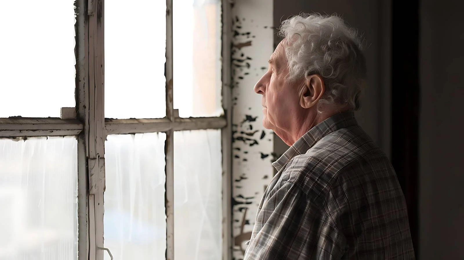 Serene Senior Gazing Loft Window View — free download from Dotvec