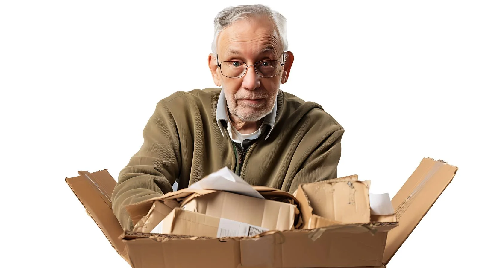 Senior Man Recycling Cardboard — free download from Dotvec