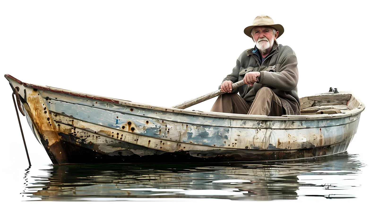 Tranquil Senior Man in Rowing Boat — free download from Dotvec