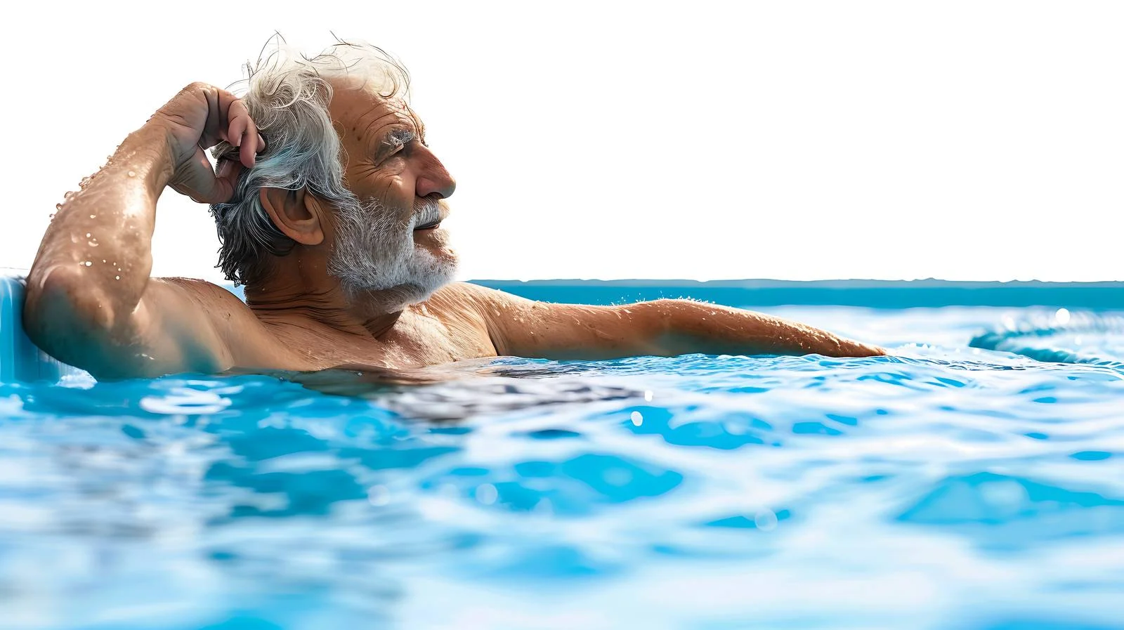 Elderly Man Relaxing by Poolside — free download from Dotvec