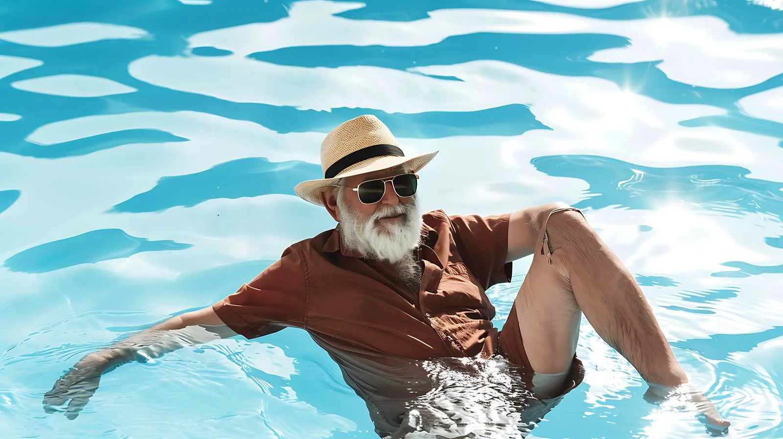 Elderly Man Relaxing by Poolside — free download from Dotvec