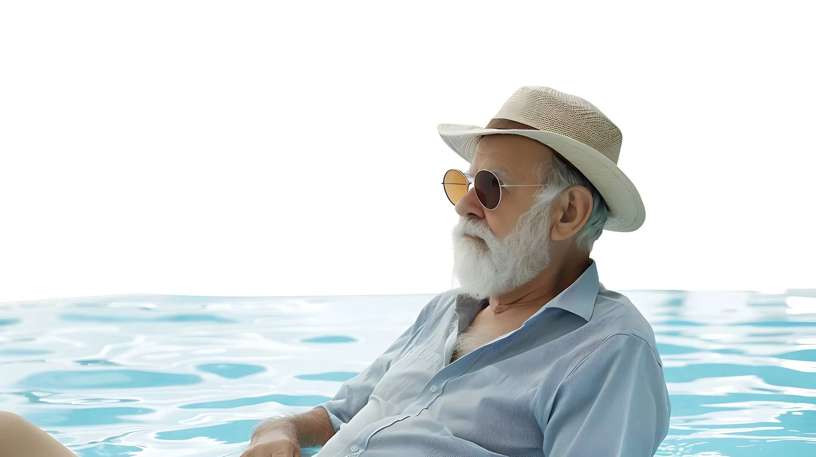 Elderly Man Relaxing Poolside — free download from Dotvec
