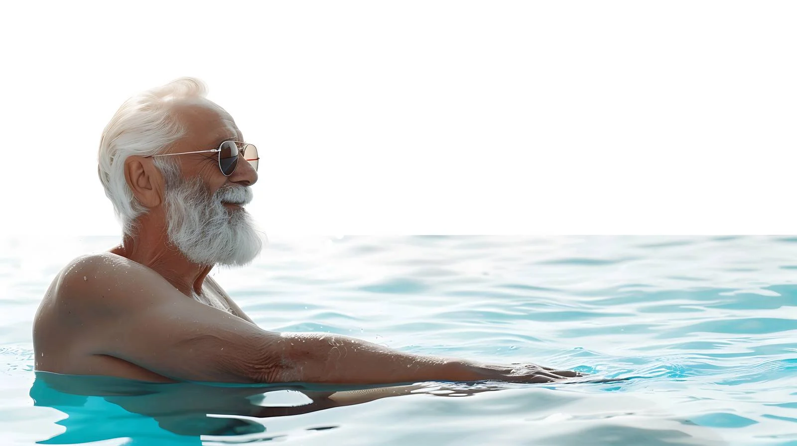 Elderly Man Relaxing by Pool — free download from Dotvec