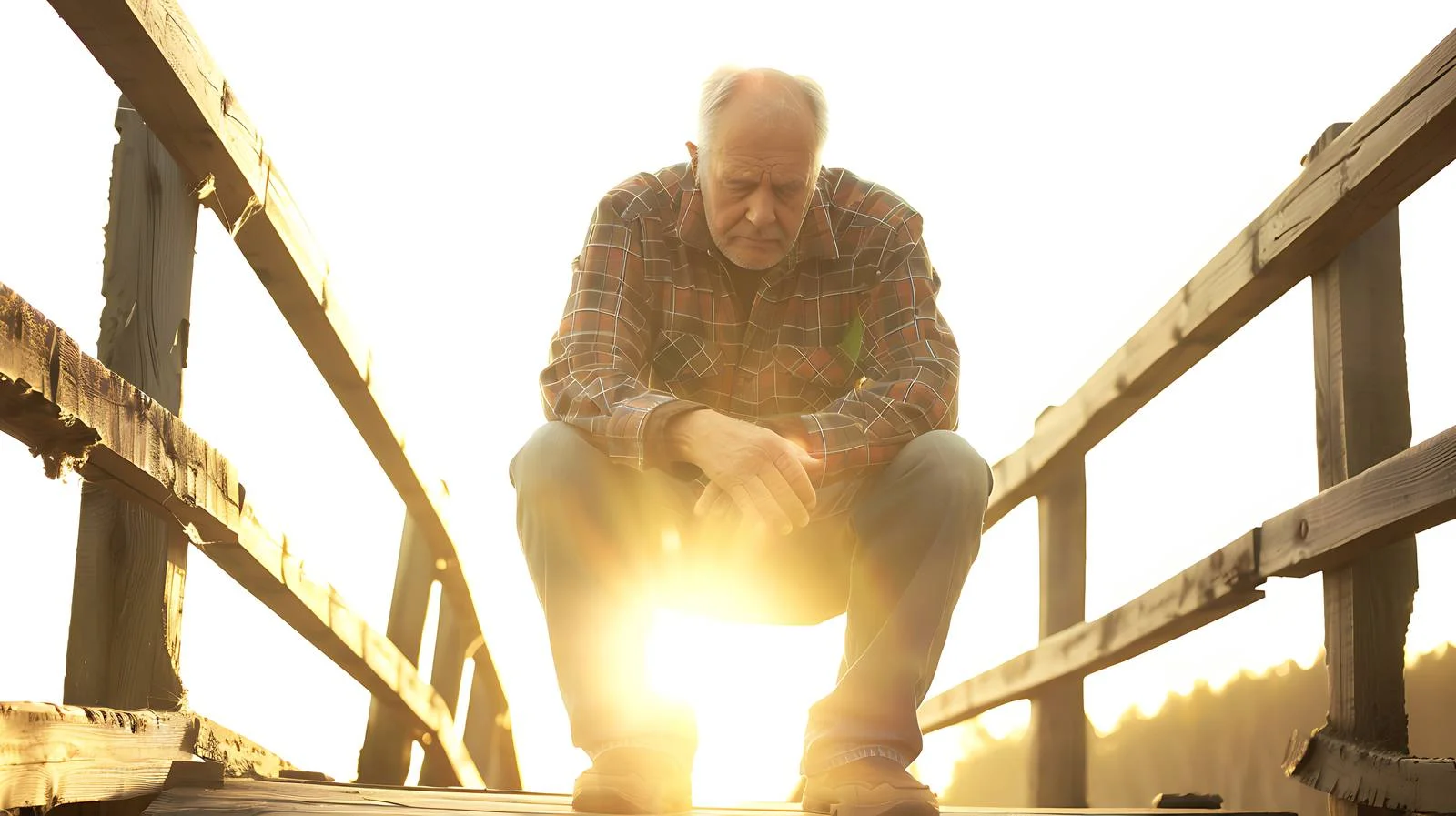 Elderly Man on Footbridge — free download from Dotvec