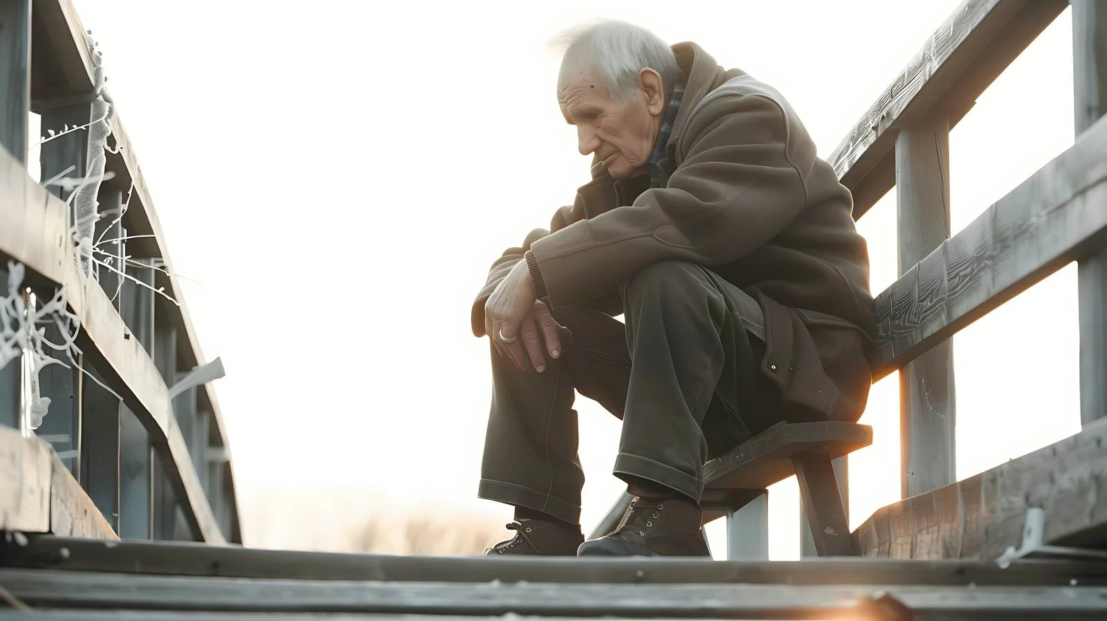 Serene Senior Man on Wooden Footbridge — free download from Dotvec