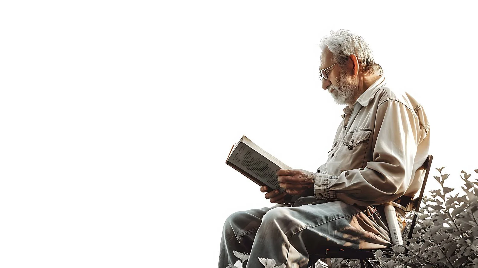 Serene Senior Man Reading Book Outdoors — free download from Dotvec