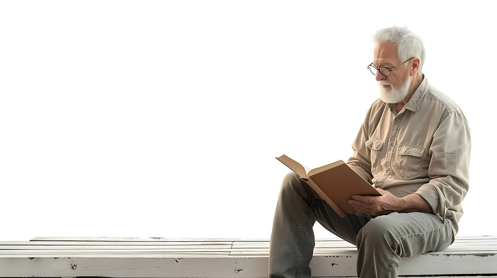 Serene Elderly Man Reading Outdoors — free download from Dotvec
