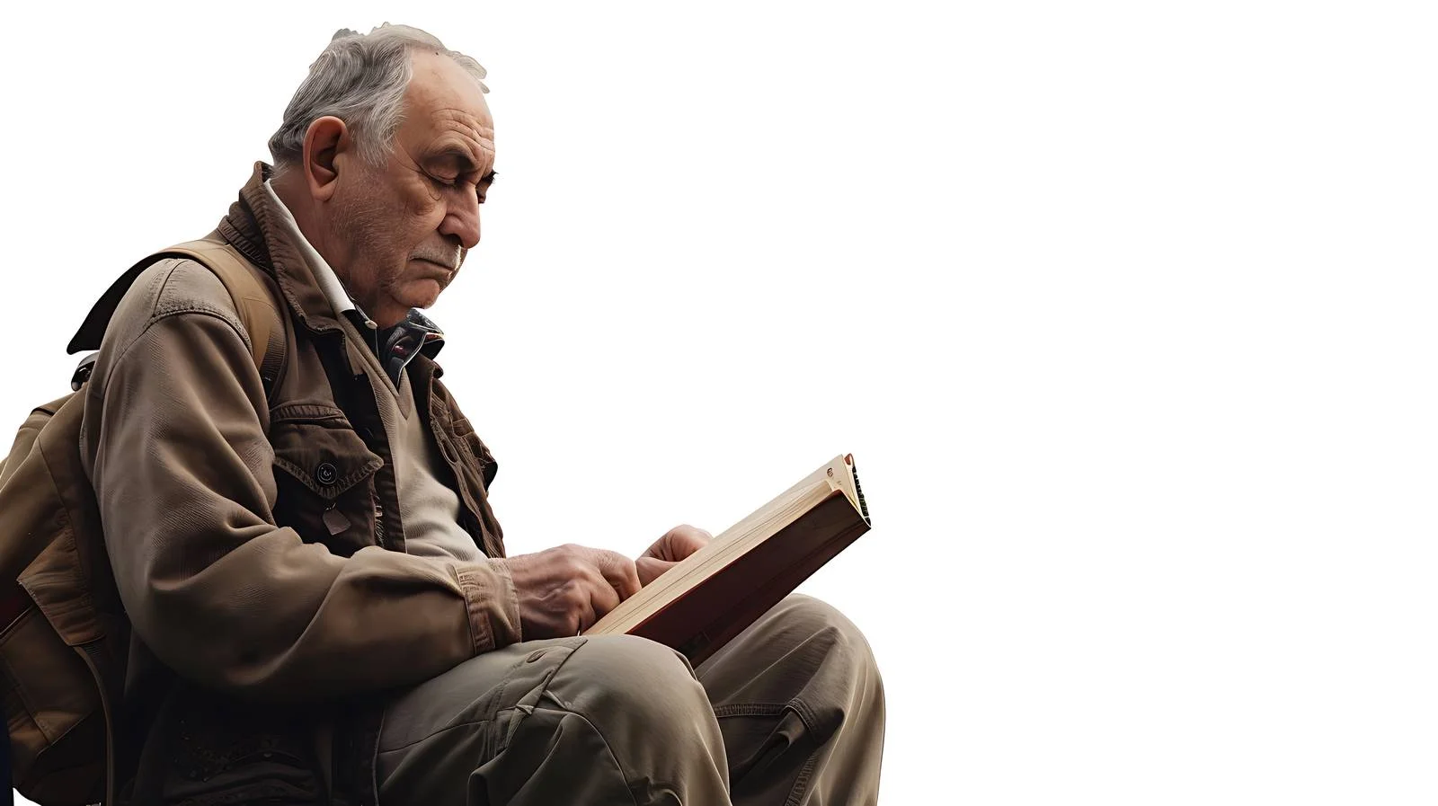 Serene Senior Reading Book on Terrace — free download from Dotvec