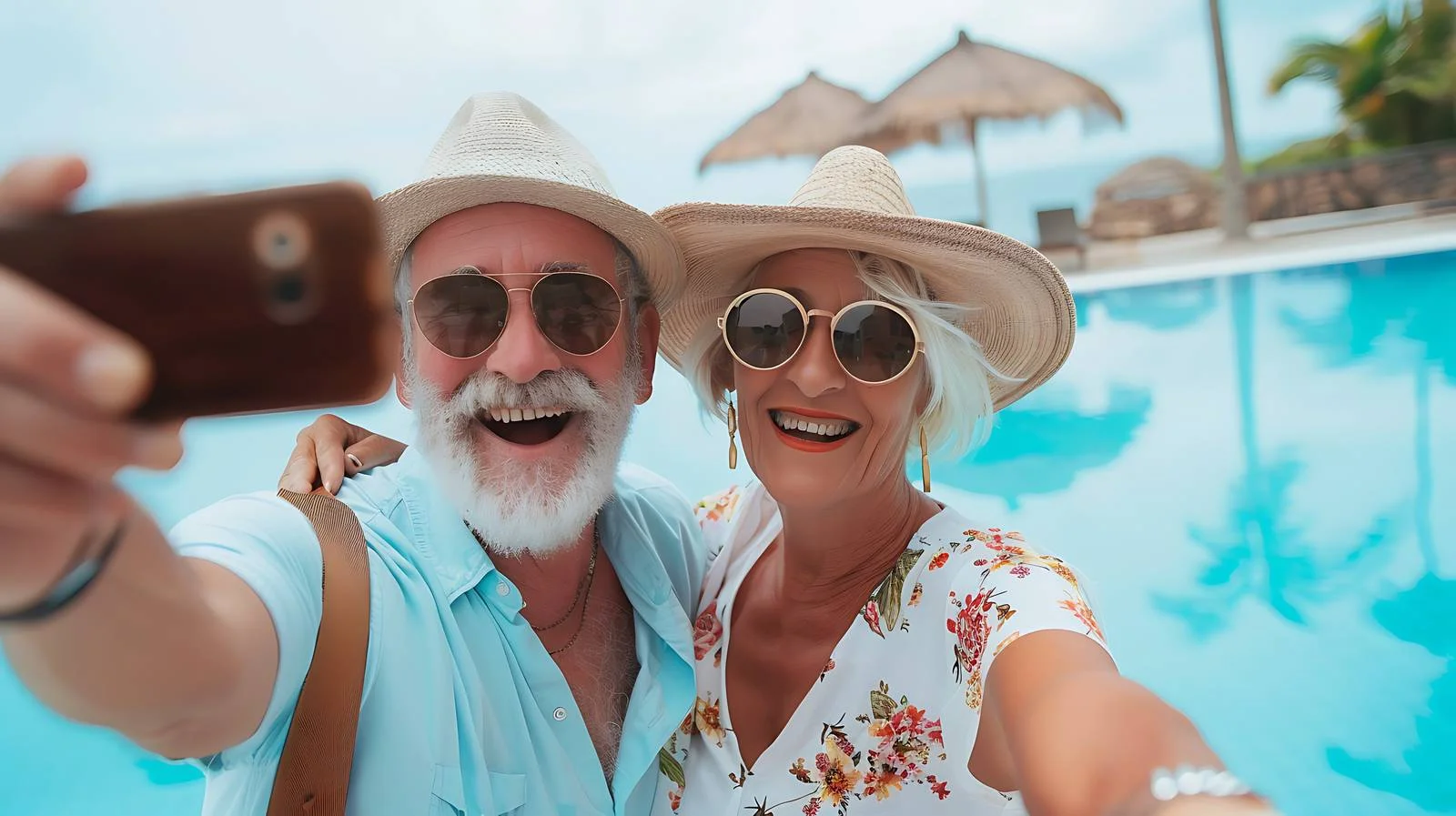 Elderly Couple Selfie Poolside — free download from Dotvec