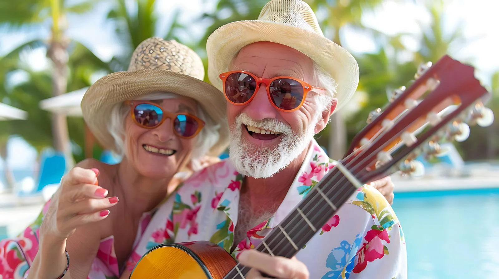 Elderly Couple Poolside Selfie — free download from Dotvec