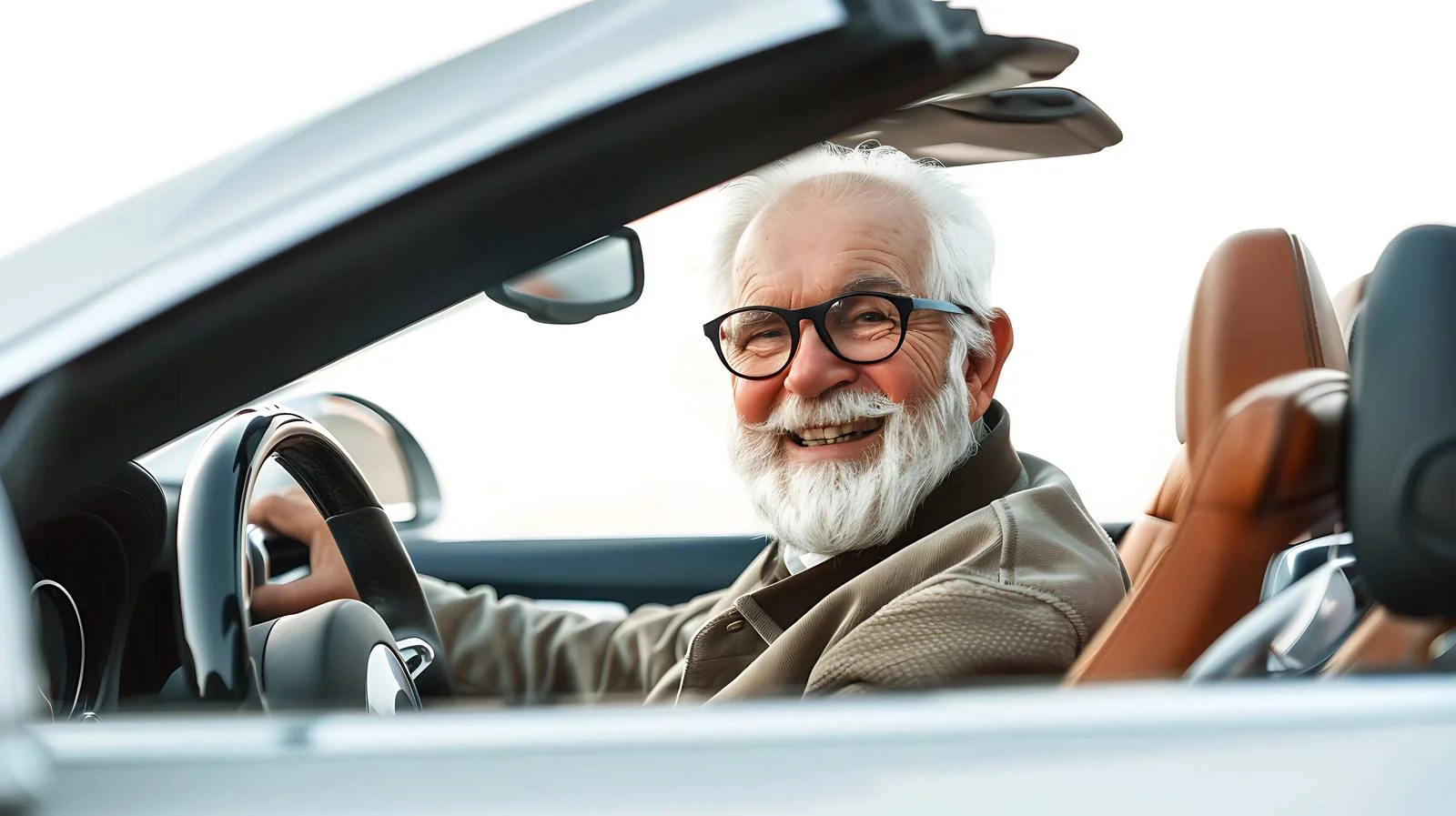 Senior Man Testing Convertible in Dealership — free download from Dotvec