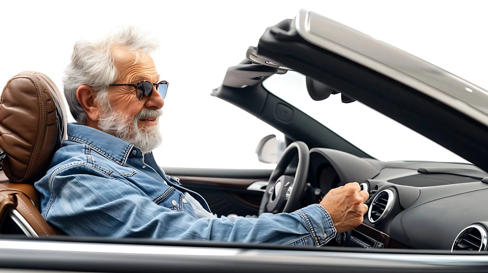 Senior Man Test-Driving Convertible Car — free download from Dotvec