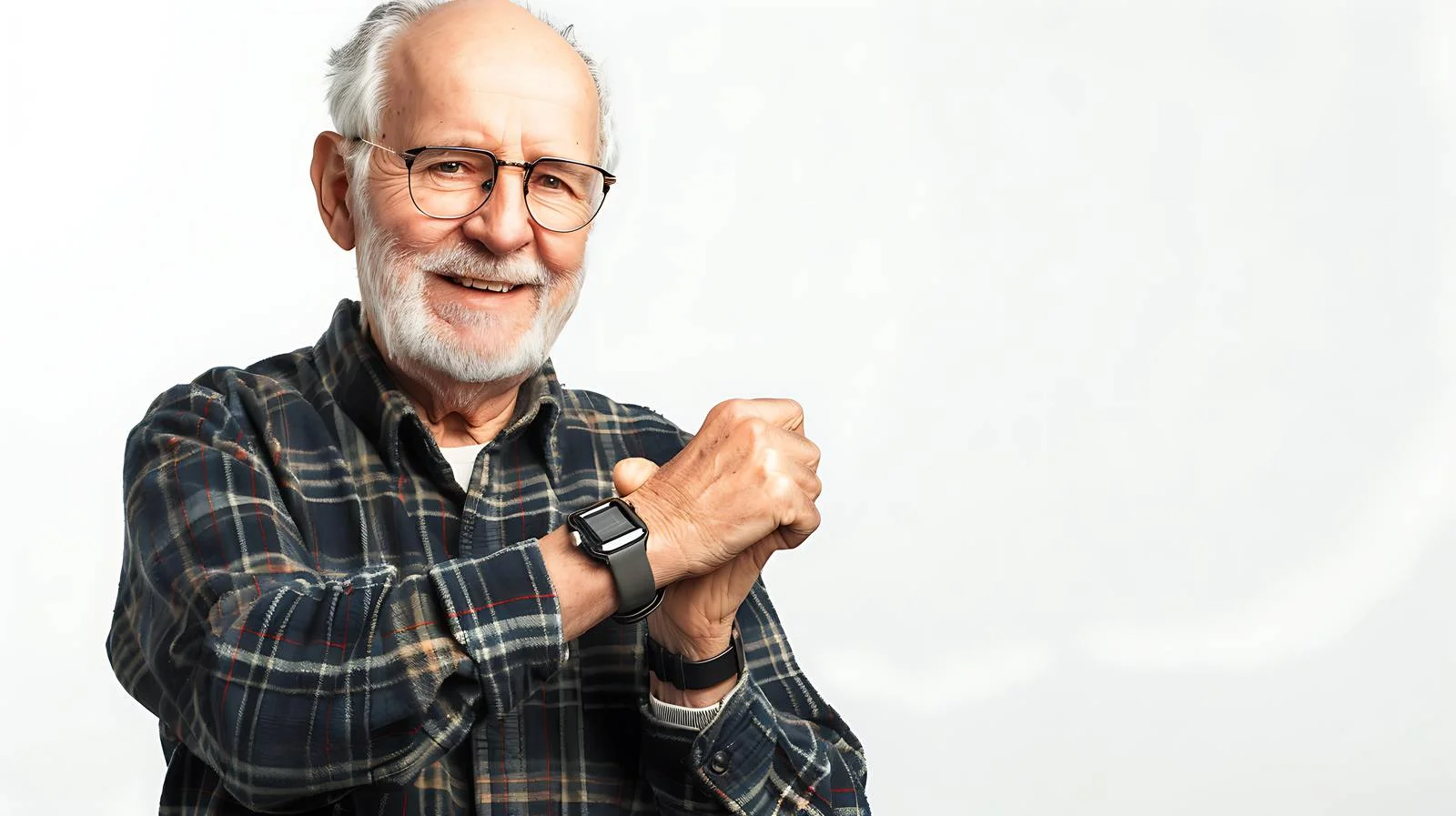 Elderly Man Using Smartwatch Close-Up — free download from Dotvec