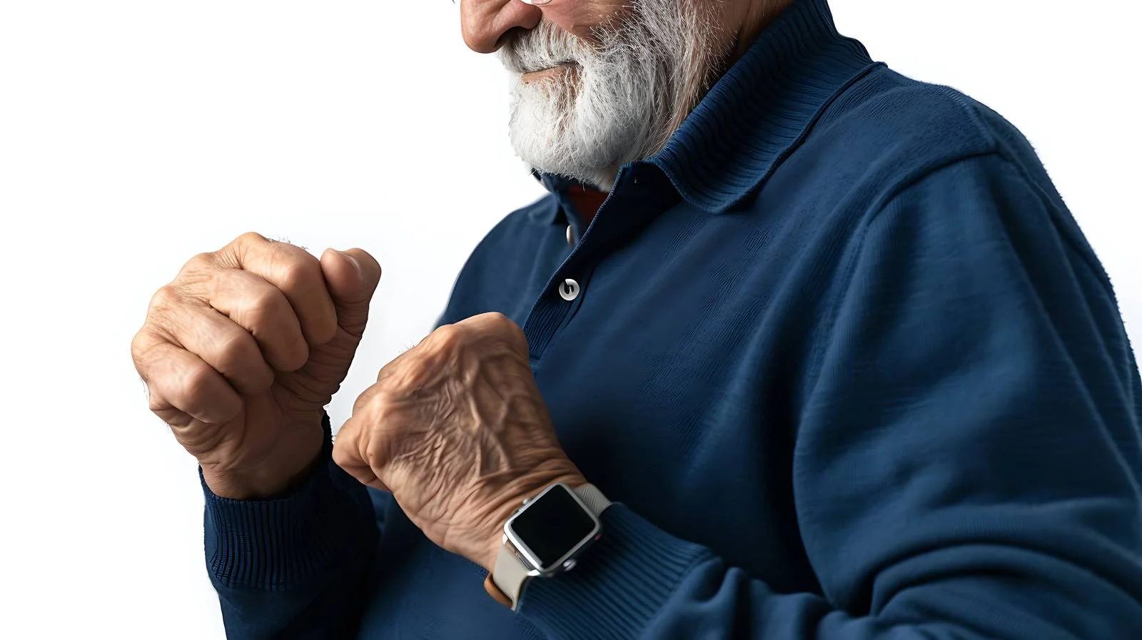 Elderly Man Using Smartwatch Close-up — free download from Dotvec
