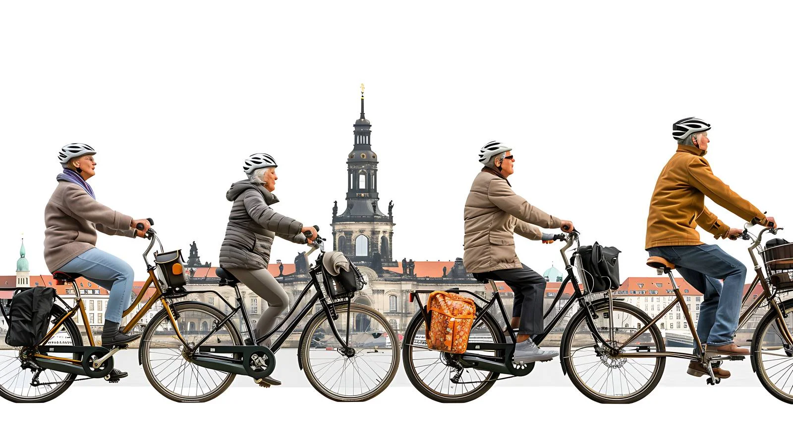 Active Senior Tourists Riding Electric Bicycle — free download from Dotvec