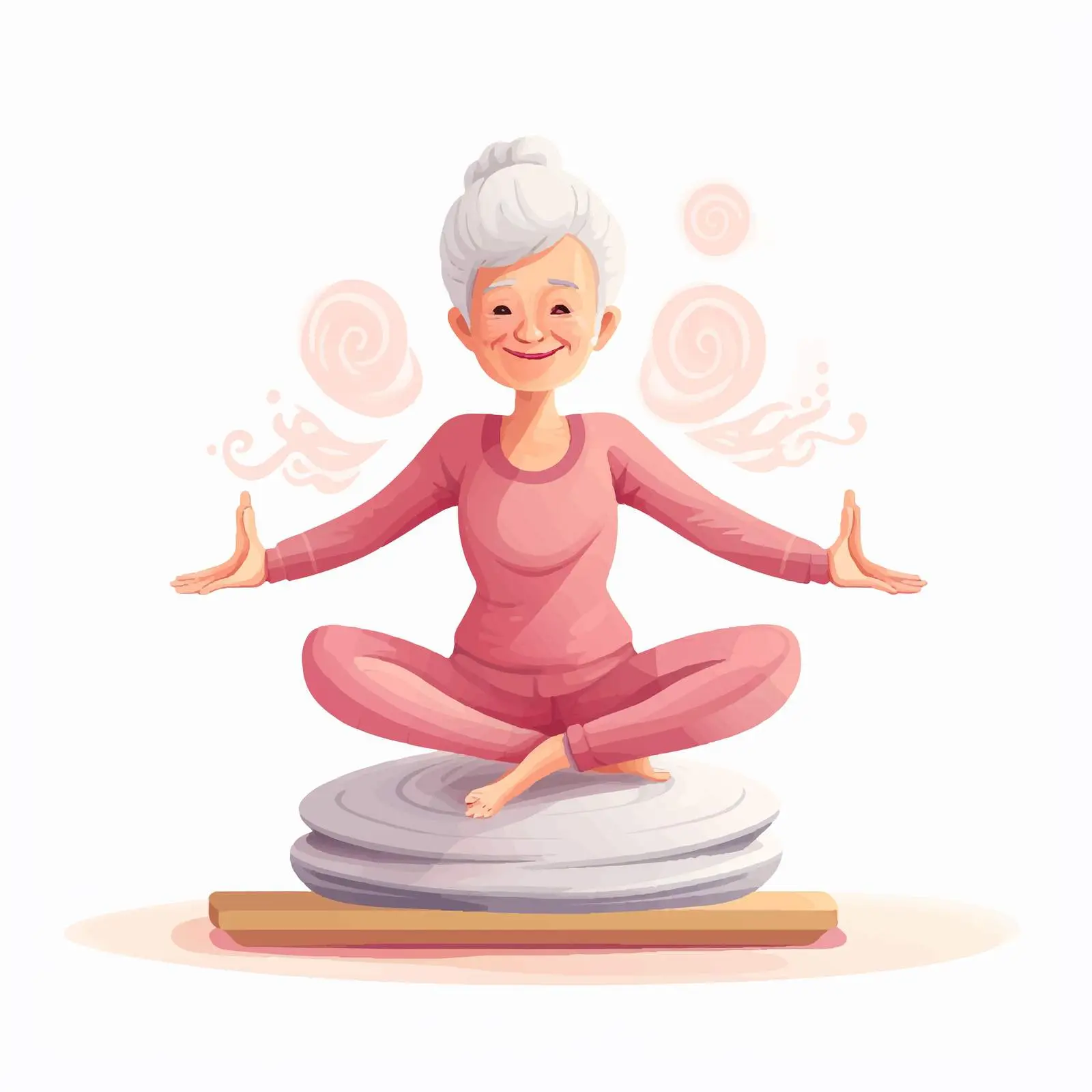 Senior Woman Practicing Yoga Illustration Vector — free download from Dotvec