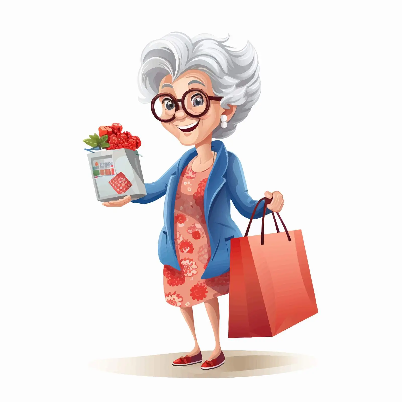Senior Woman Shopping Bag Vector Illustration — free download from Dotvec