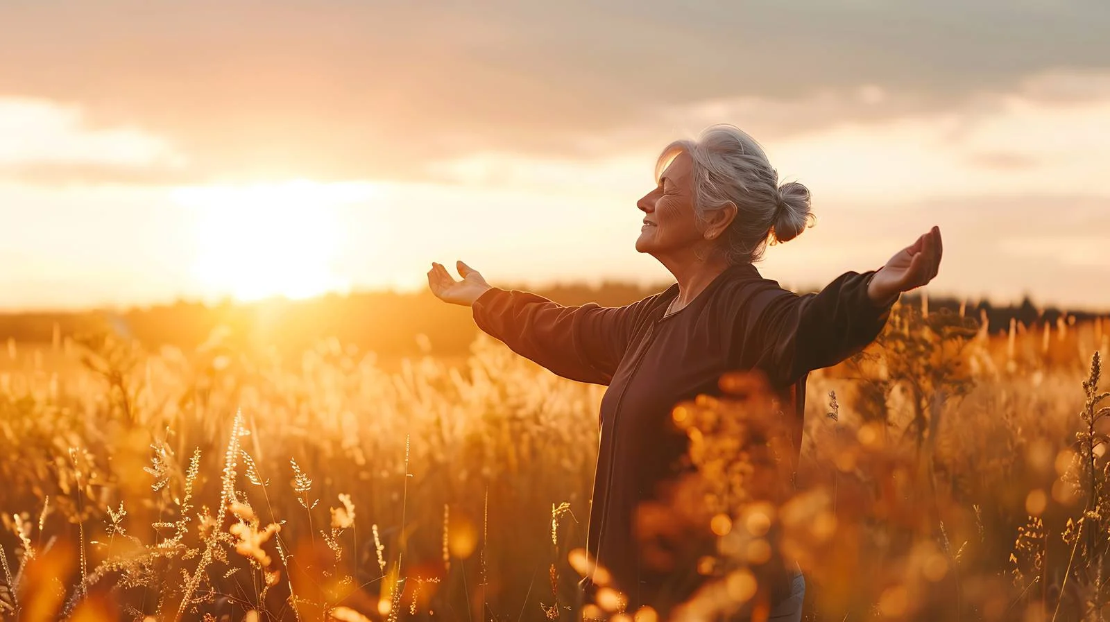 Tranquil Senior Woman Stretching Outdoors — free download from Dotvec