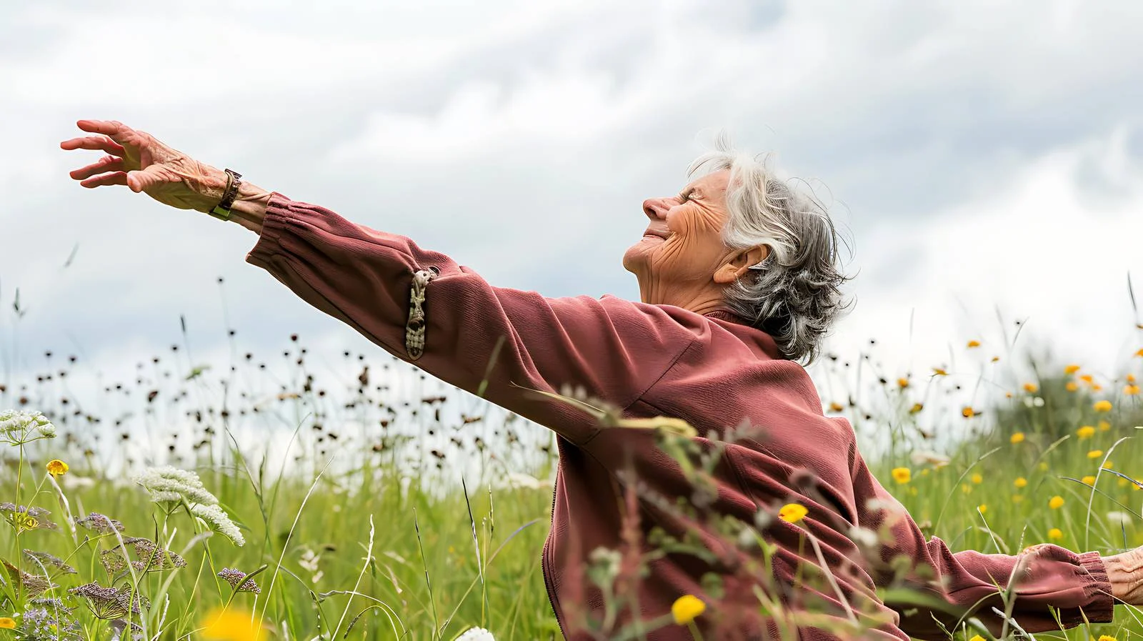 Elderly Woman Stretching Outdoors — free download from Dotvec