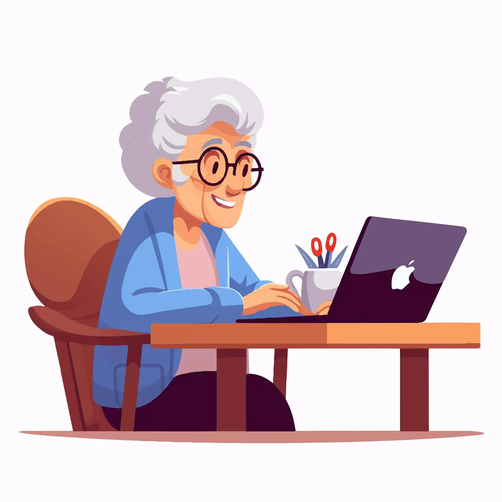 Senior Woman Using Laptop at Home Illustration – free home activities image from Dotvec