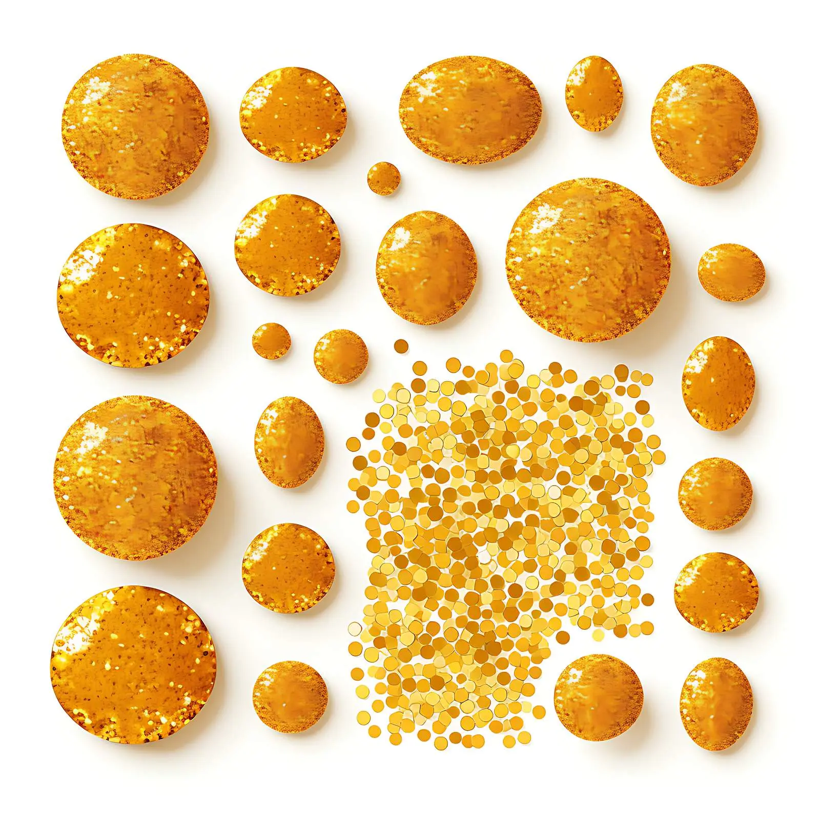 Gold Sequin Elements Set Isolated Cartoon Vector – free vector graphics image from Dotvec