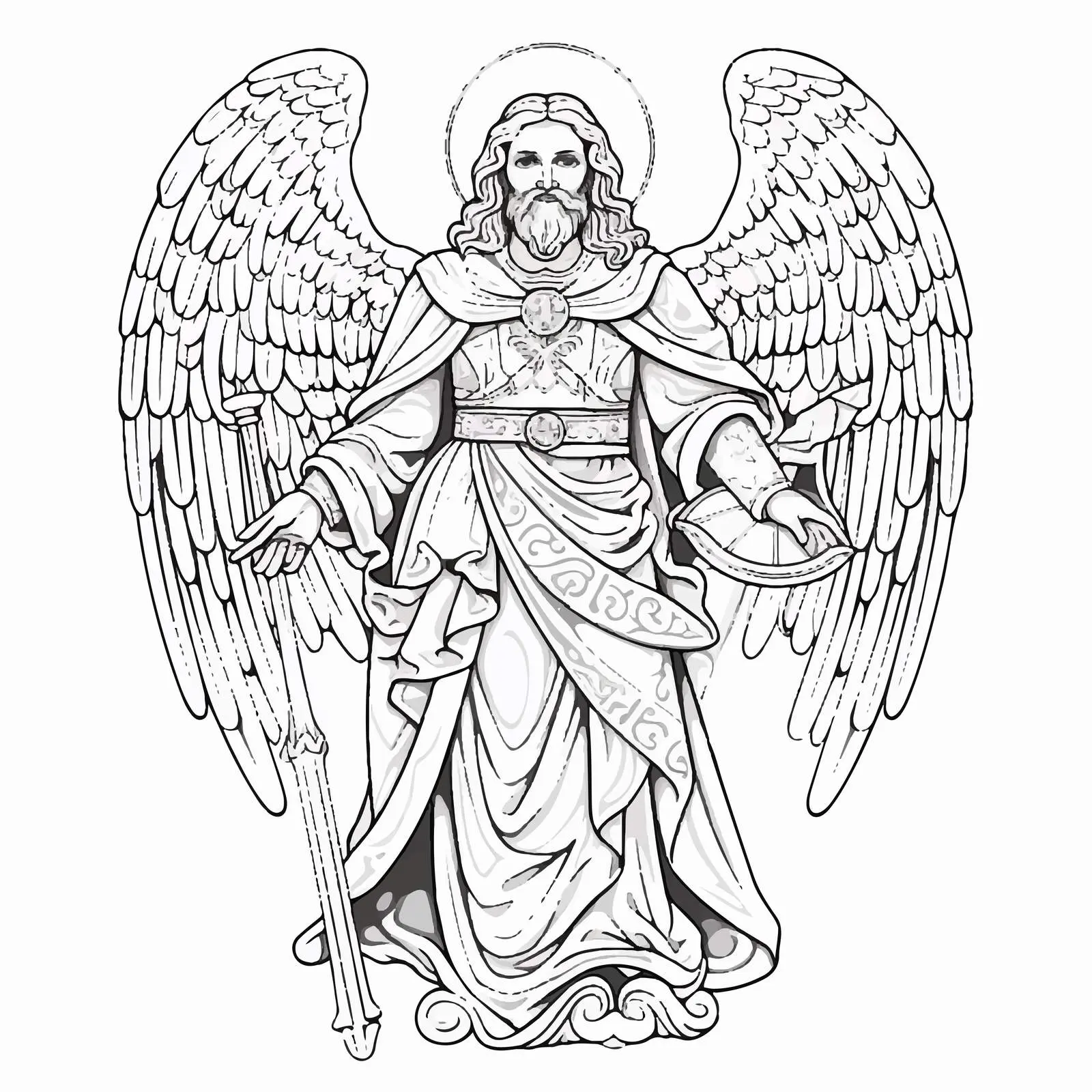 Byzantine Style Seraphim Religious Coloring Page — free download from Dotvec