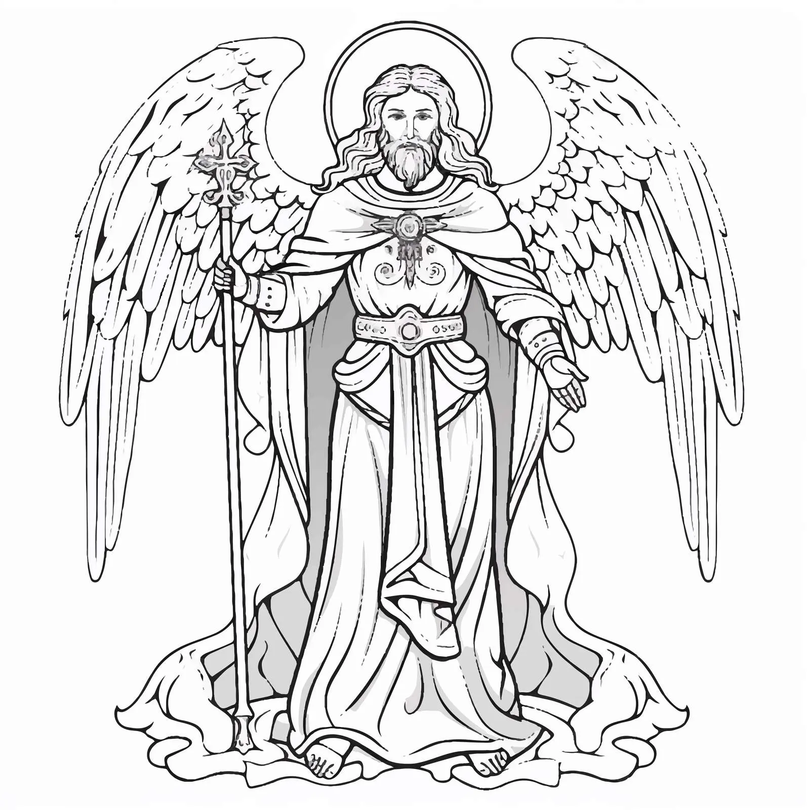 Byzantine Style Seraphim Religious Coloring Page — free download from Dotvec