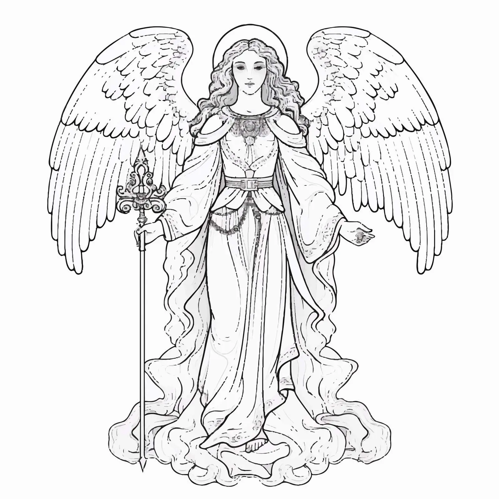 Byzantine Style Seraphim Coloring Page — free download from Dotvec