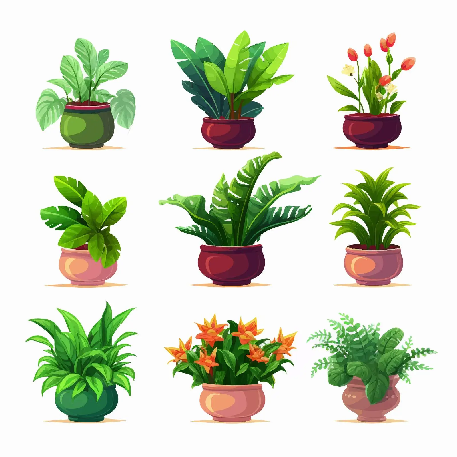 Isolated Plant Pot Illustrations Collection — free download from Dotvec