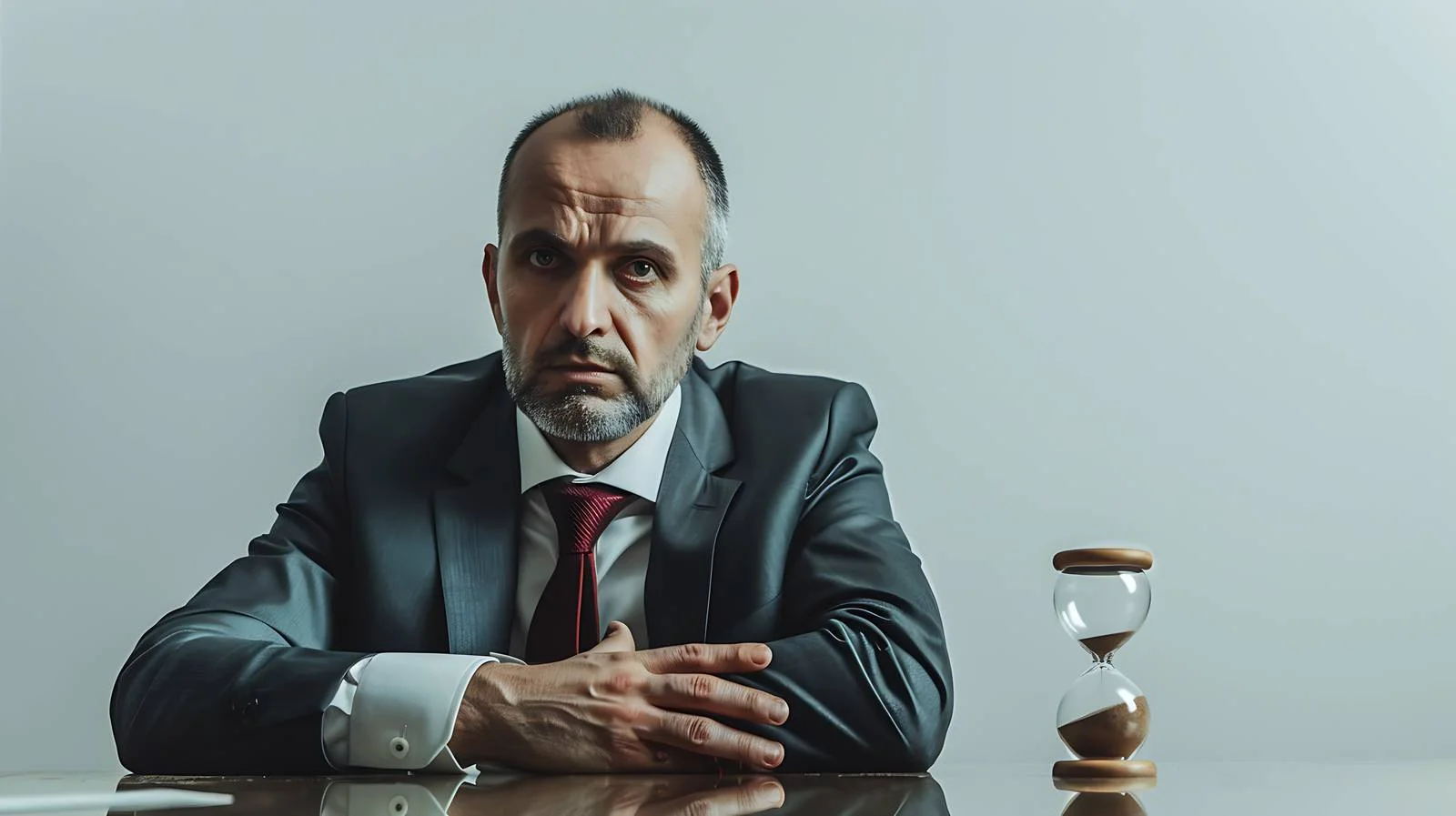 Focused Businessman with Hourglass — free download from Dotvec