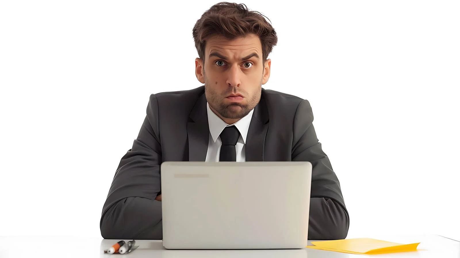 Focused Businessman at Laptop on Table — free download from Dotvec