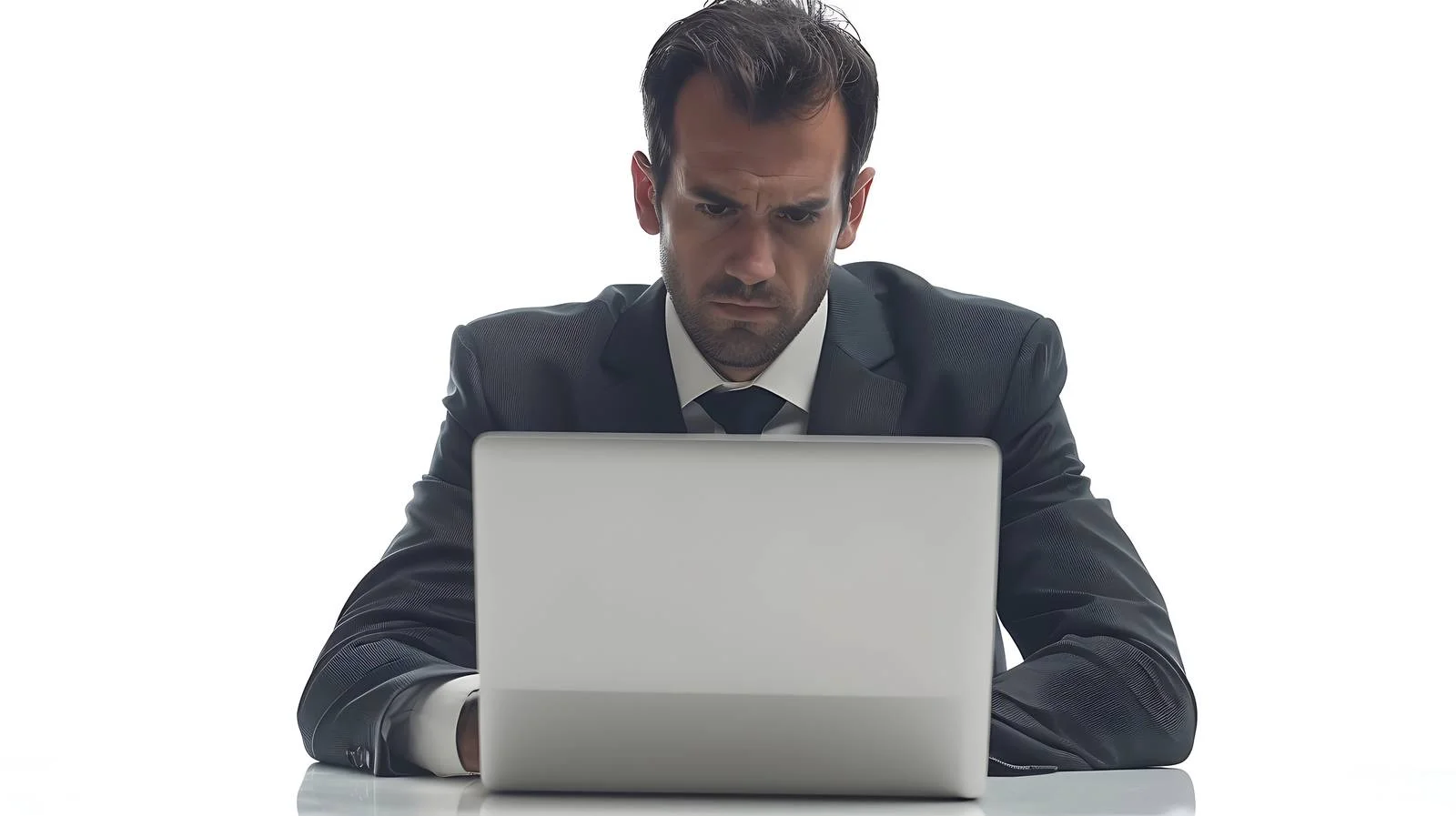 Focused Businessman with Laptop at Table — free download from Dotvec