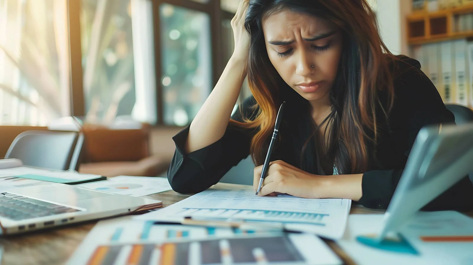 Stressed Investors Working with Pen — free download from Dotvec