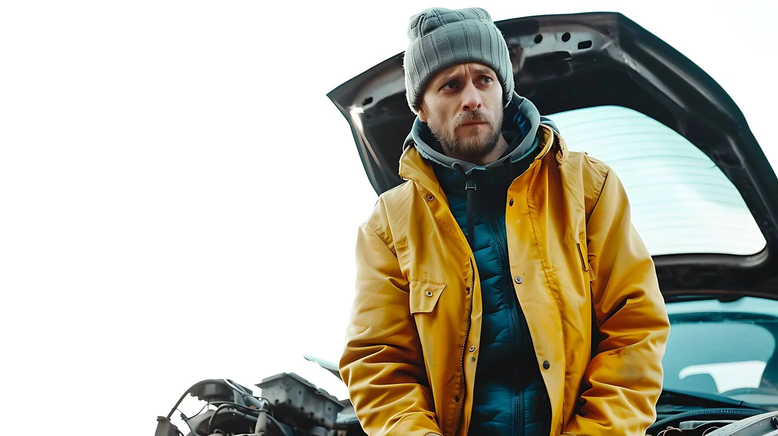 Man Inspecting Car Breakdown — free download from Dotvec