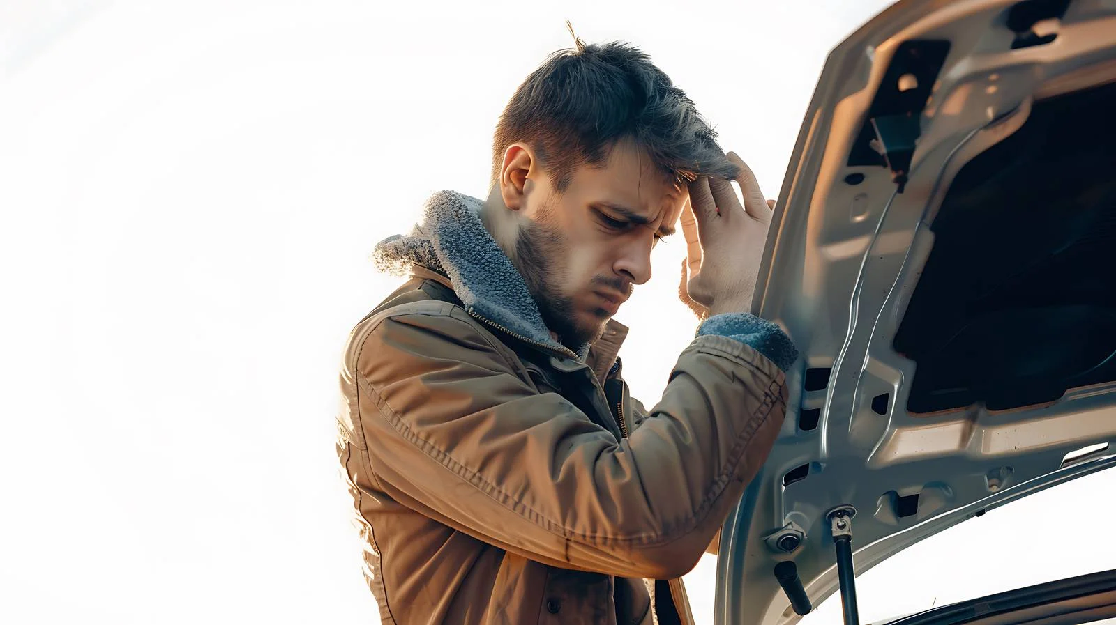 Man with Car Breakdown Headache Scene — free download from Dotvec