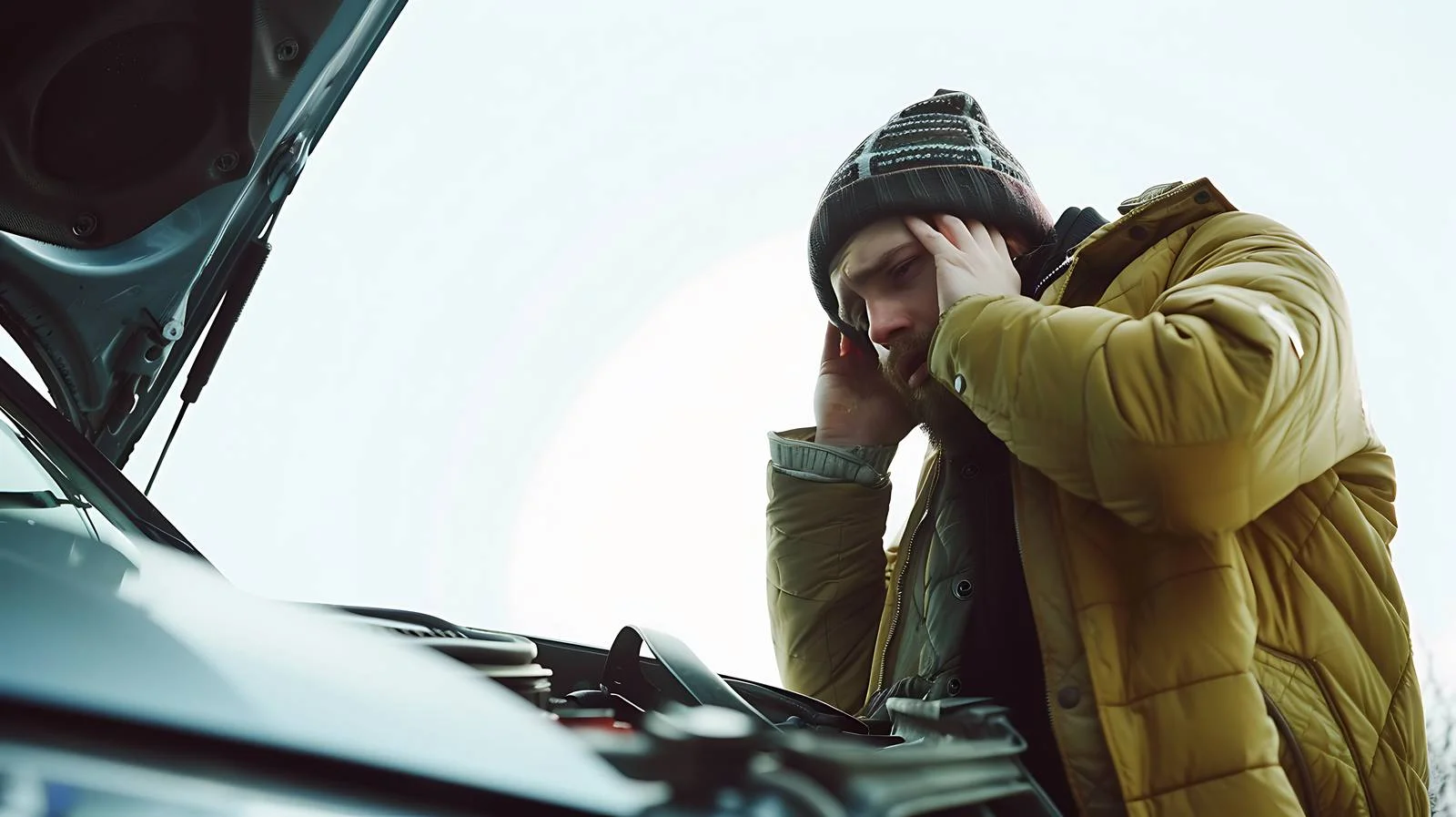 Man with Car Breakdown Stress — free download from Dotvec