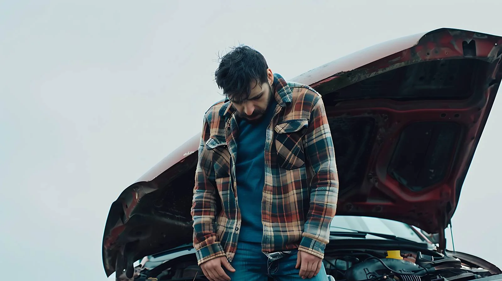 Stressed Man Car Breakdown Scene — free download from Dotvec