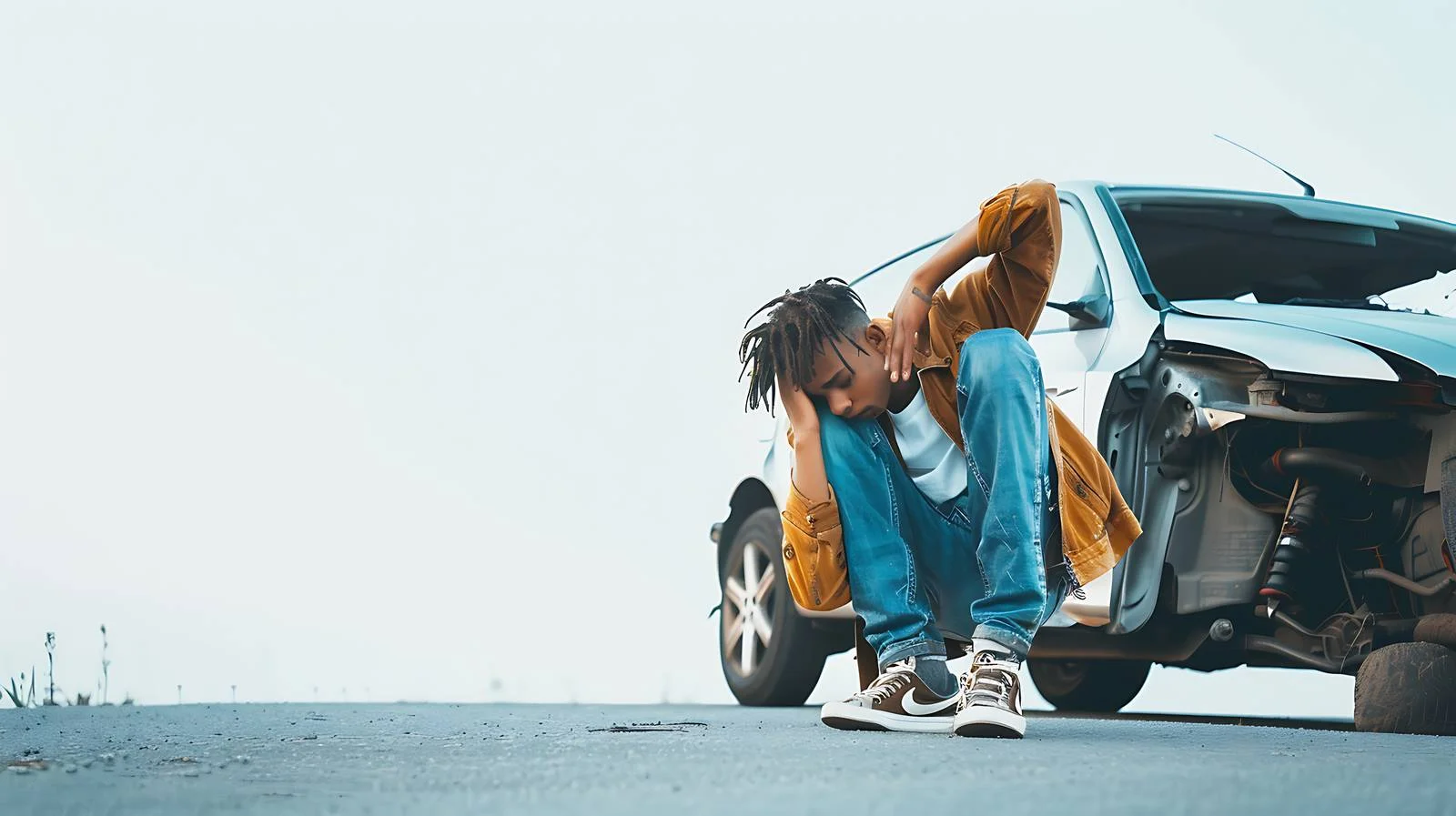 Man with Headache at Car Breakdown — free download from Dotvec