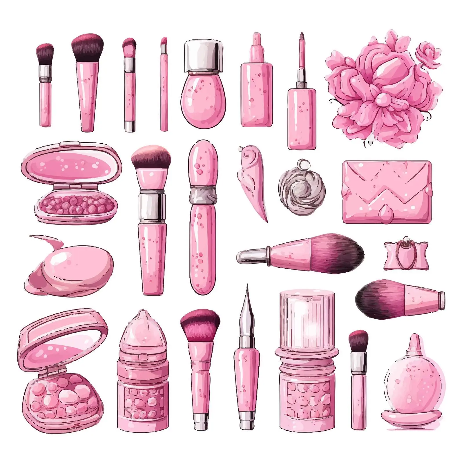 Pink Nail and Cosmetic Accessories for Dolls – free nail tools image from Dotvec